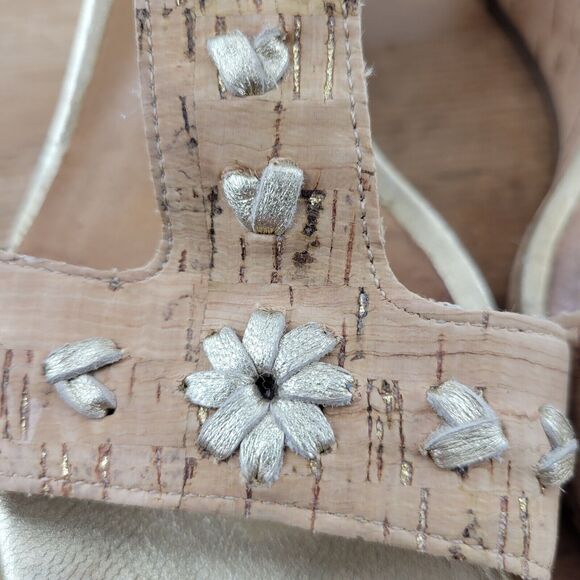 Jack Rogers Willa Tan Wedge Heel Sandals Womens 8.5 M Cork T-Strap Ankle Strap - Picture 3 of 9